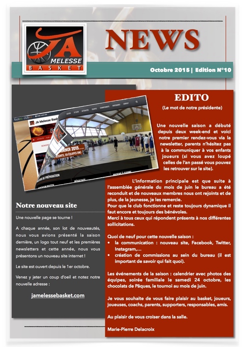 Newsletter Octobre 2015