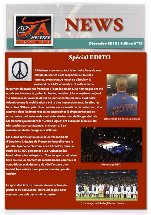 Newsletter Décembre 2015